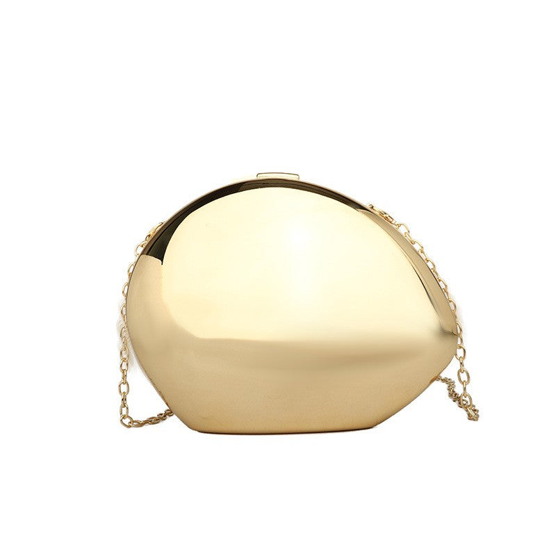 Oval Acrylic Box Clutch with Chain Strap - Champagne