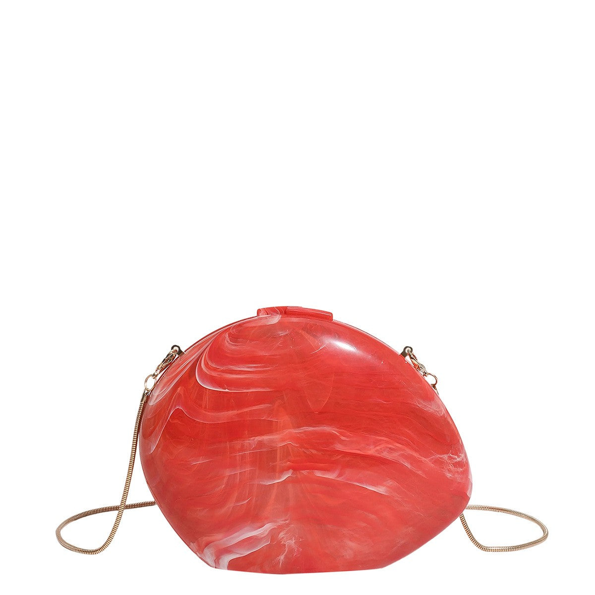 Oval Acrylic Box Clutch with Chain Strap