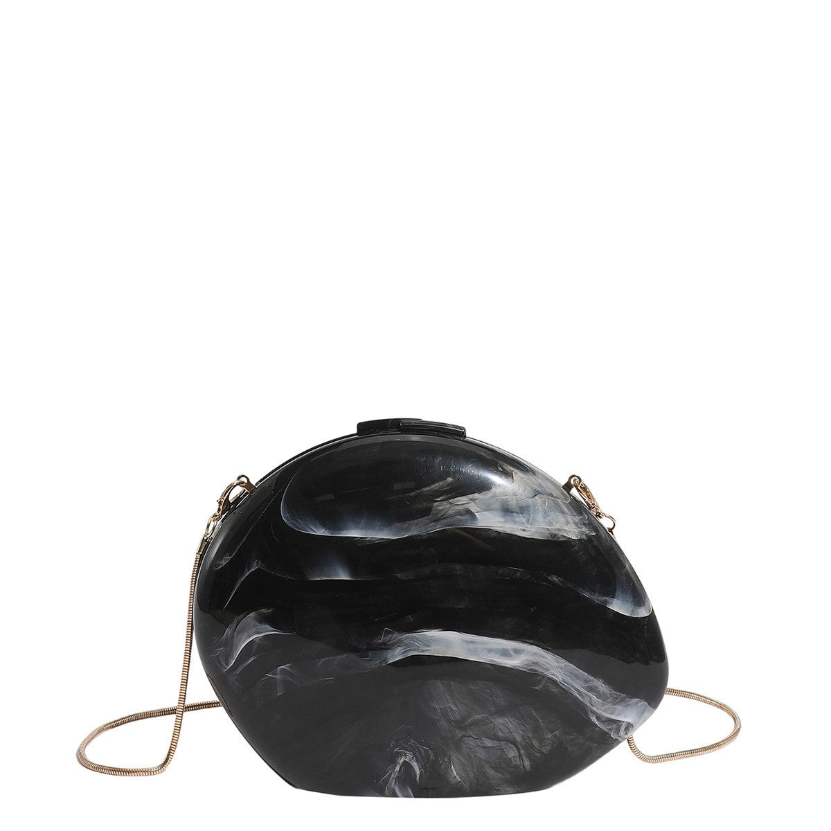 Oval Acrylic Box Clutch with Chain Strap