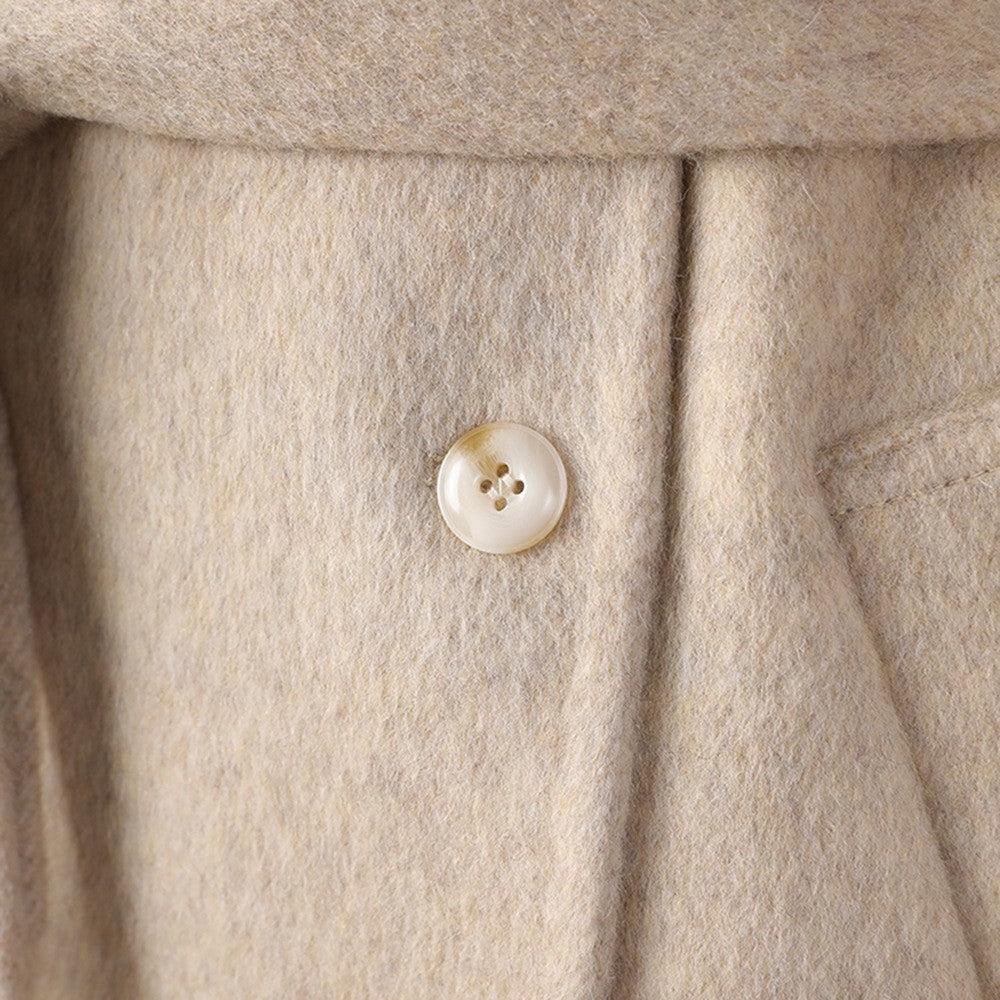 Belted Wool Stand Collar Longline Wrap Coat