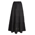 Textured Tiered Drawstring Maxi Skirt - Black