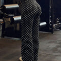 Butt Lifting High Waist Wide Leg Workout Pants - Black Dot