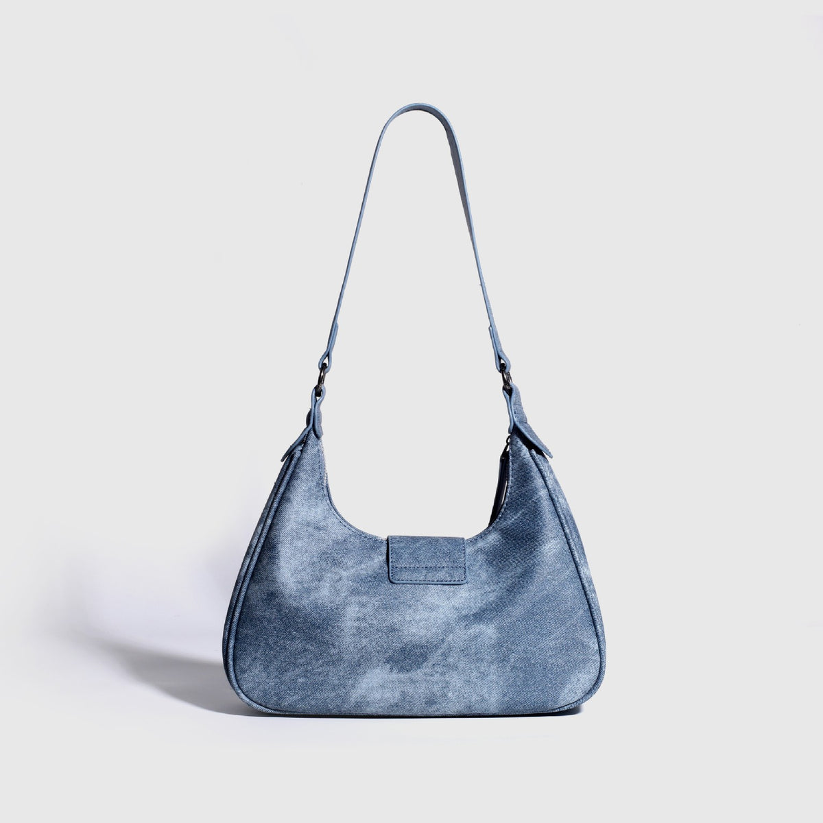 Distressed Faux Leather Crescent Shoulder Bag - view 1
