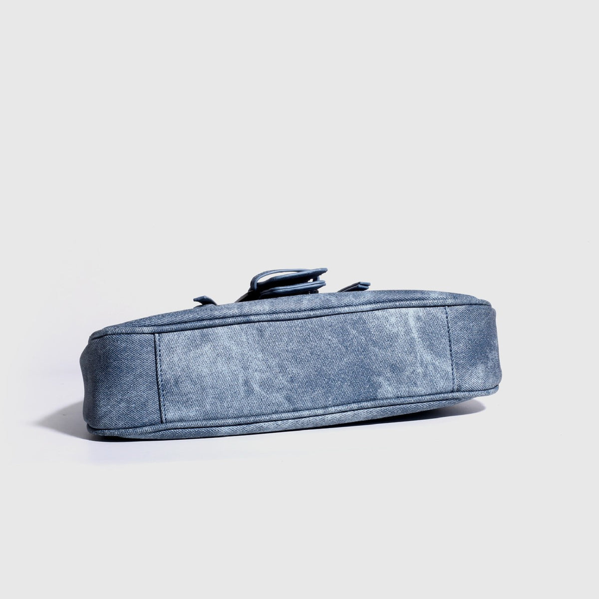 Distressed Faux Leather Crescent Shoulder Bag - view 2