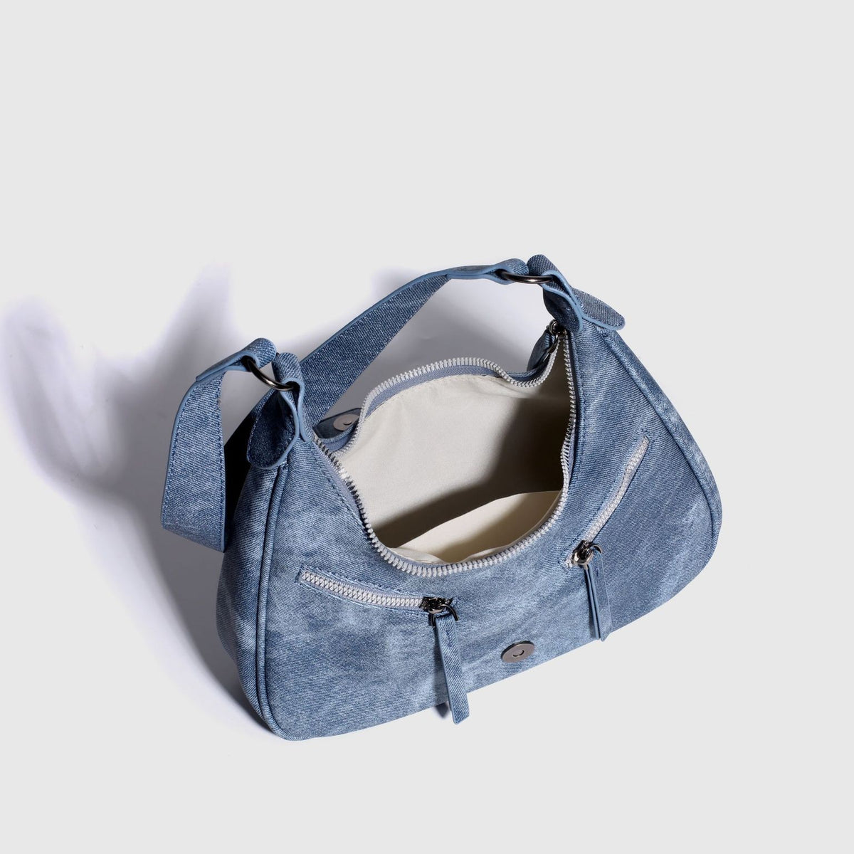 Distressed Faux Leather Crescent Shoulder Bag - view 4