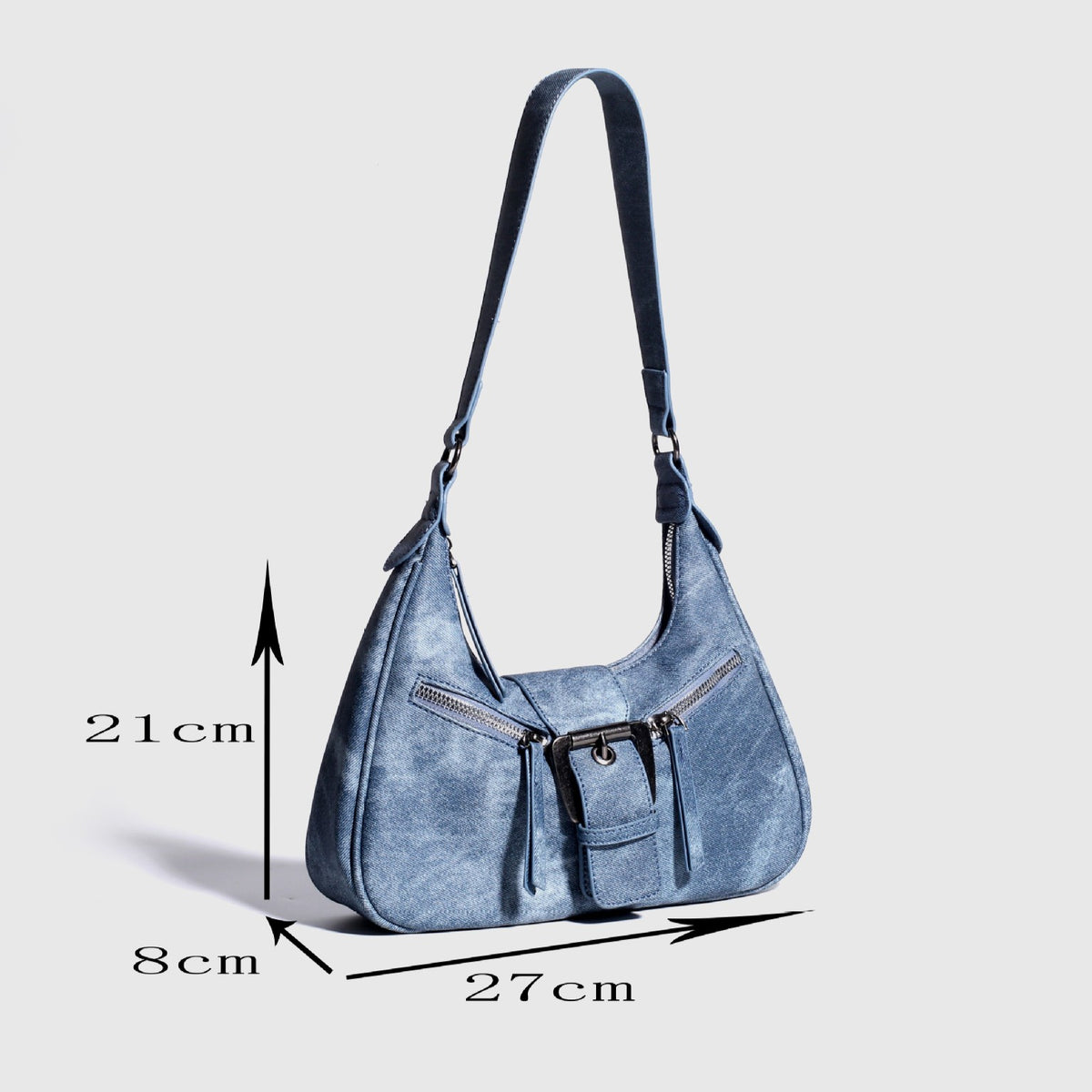 Distressed Faux Leather Crescent Shoulder Bag - view 5