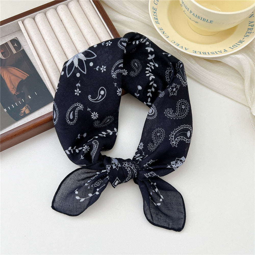 Square Neckerchief Scarf With Paisley Dot Print - Color_10