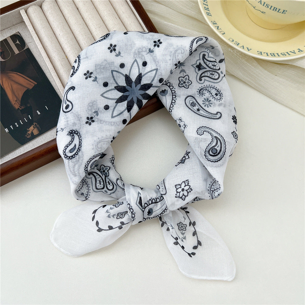 Square Neckerchief Scarf With Paisley Dot Print - Color_12
