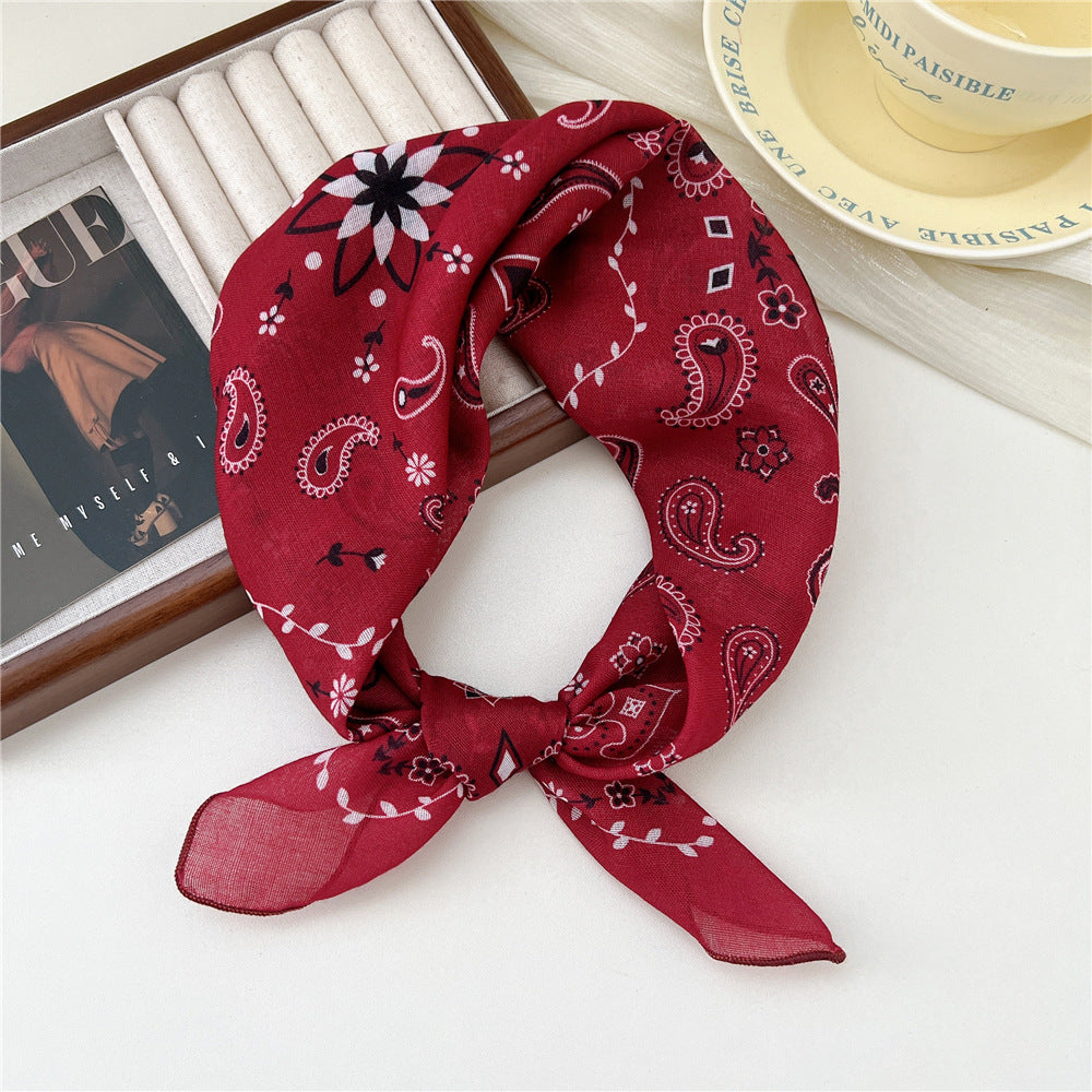 Square Neckerchief Scarf With Paisley Dot Print - Color_13