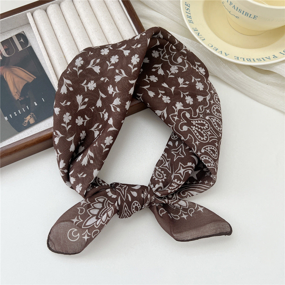 Square Neckerchief Scarf With Paisley Dot Print - Color_28
