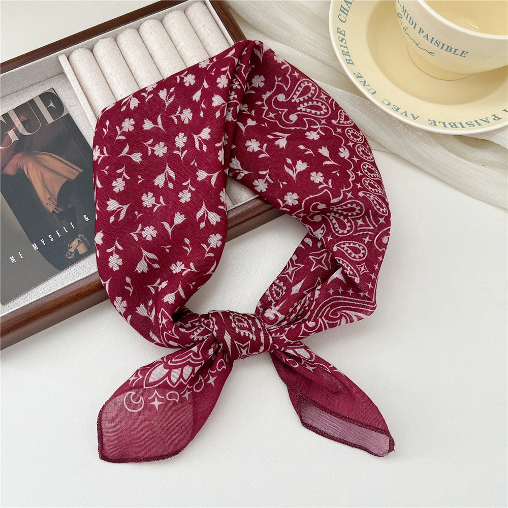 Square Neckerchief Scarf With Paisley Dot Print - Color_32