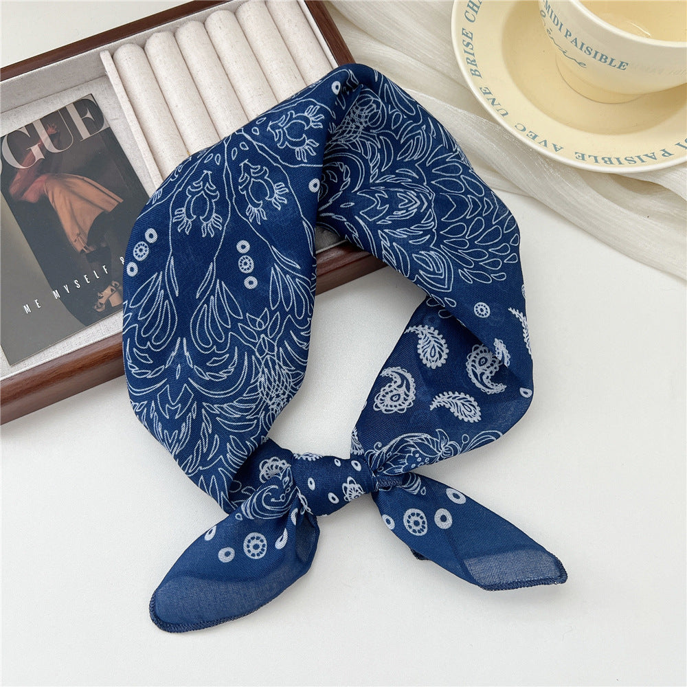 Square Neckerchief Scarf With Paisley Dot Print - Color_34