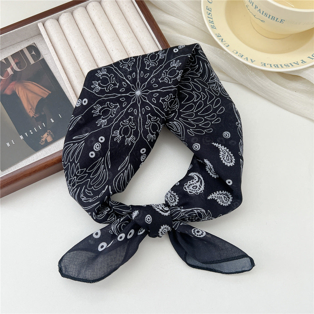Square Neckerchief Scarf With Paisley Dot Print - Color_35
