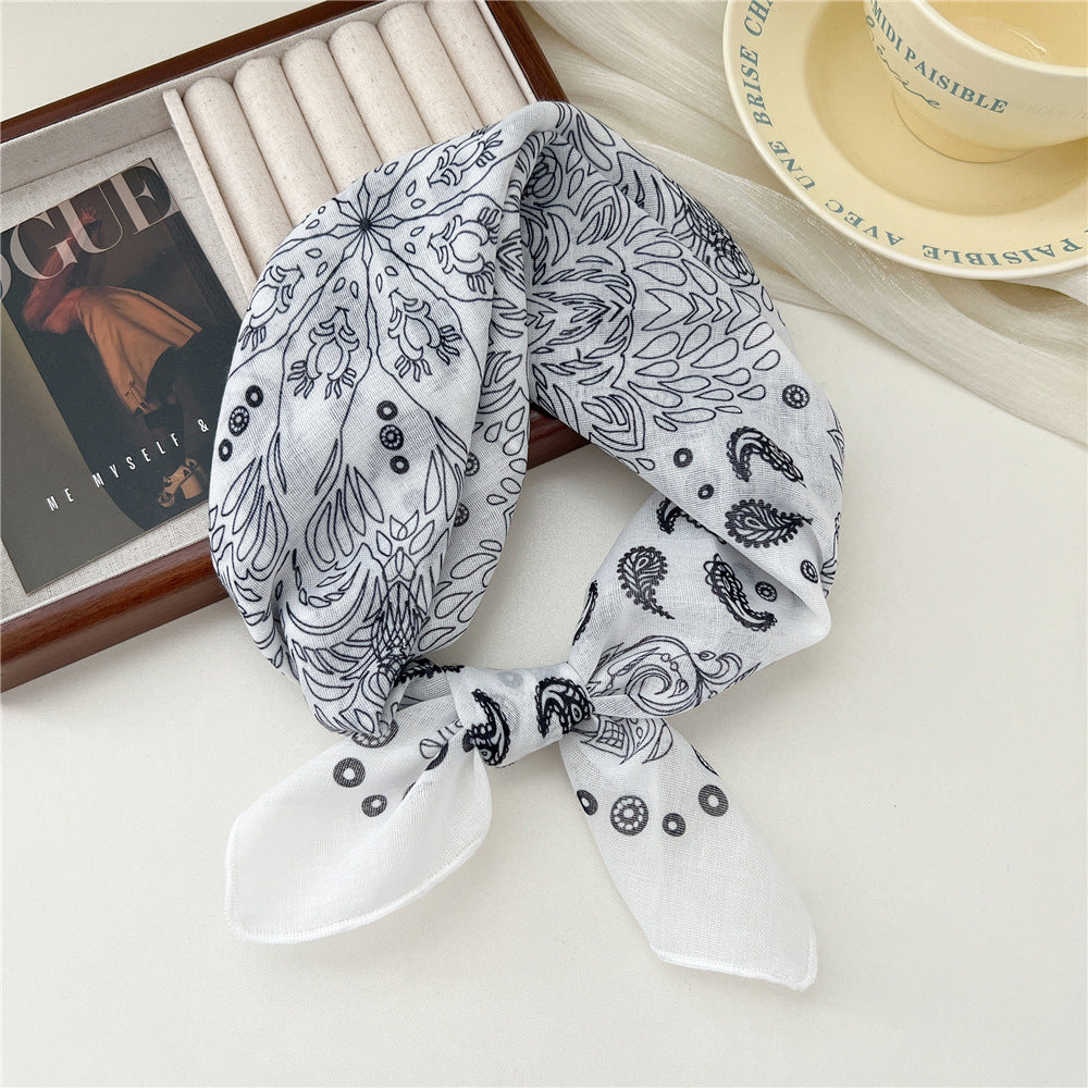 Square Neckerchief Scarf With Paisley Dot Print - Color_36