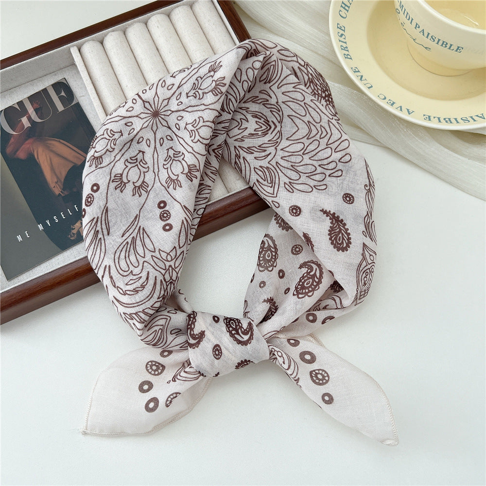 Square Neckerchief Scarf With Paisley Dot Print - Color_37