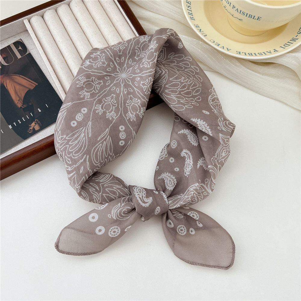 Square Neckerchief Scarf With Paisley Dot Print - Color_38