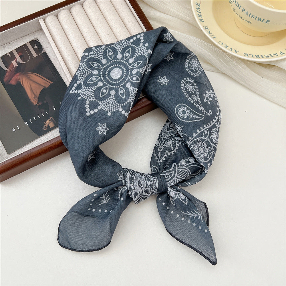 Square Neckerchief Scarf With Paisley Dot Print - Color_39