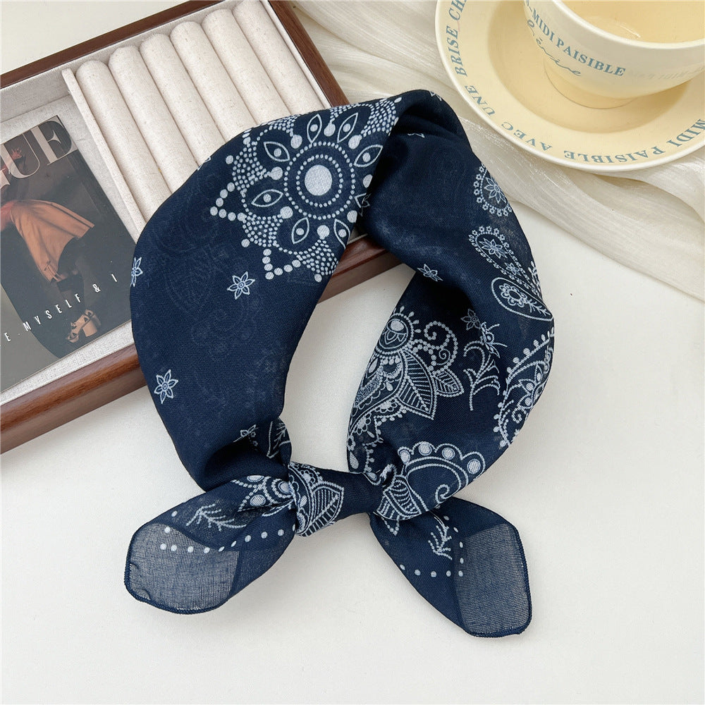 Square Neckerchief Scarf With Paisley Dot Print - Color_41