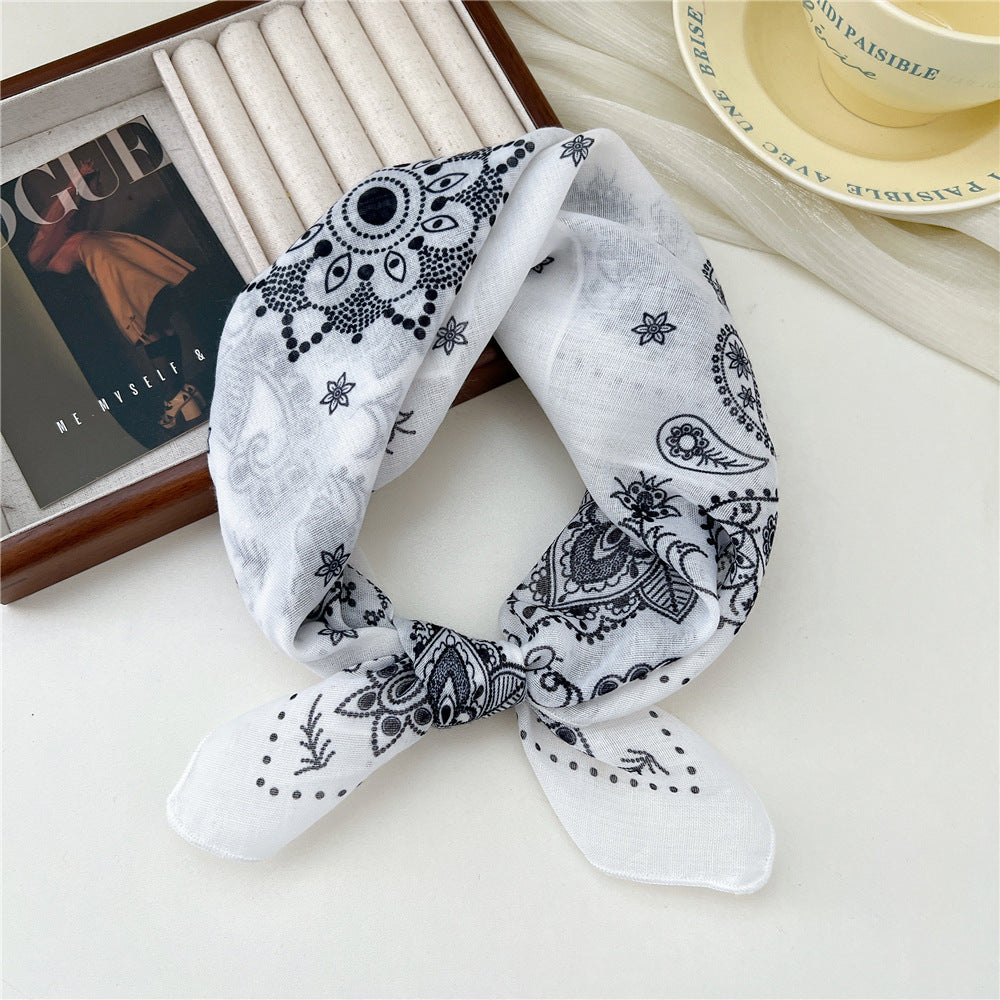 Square Neckerchief Scarf With Paisley Dot Print - Color_42