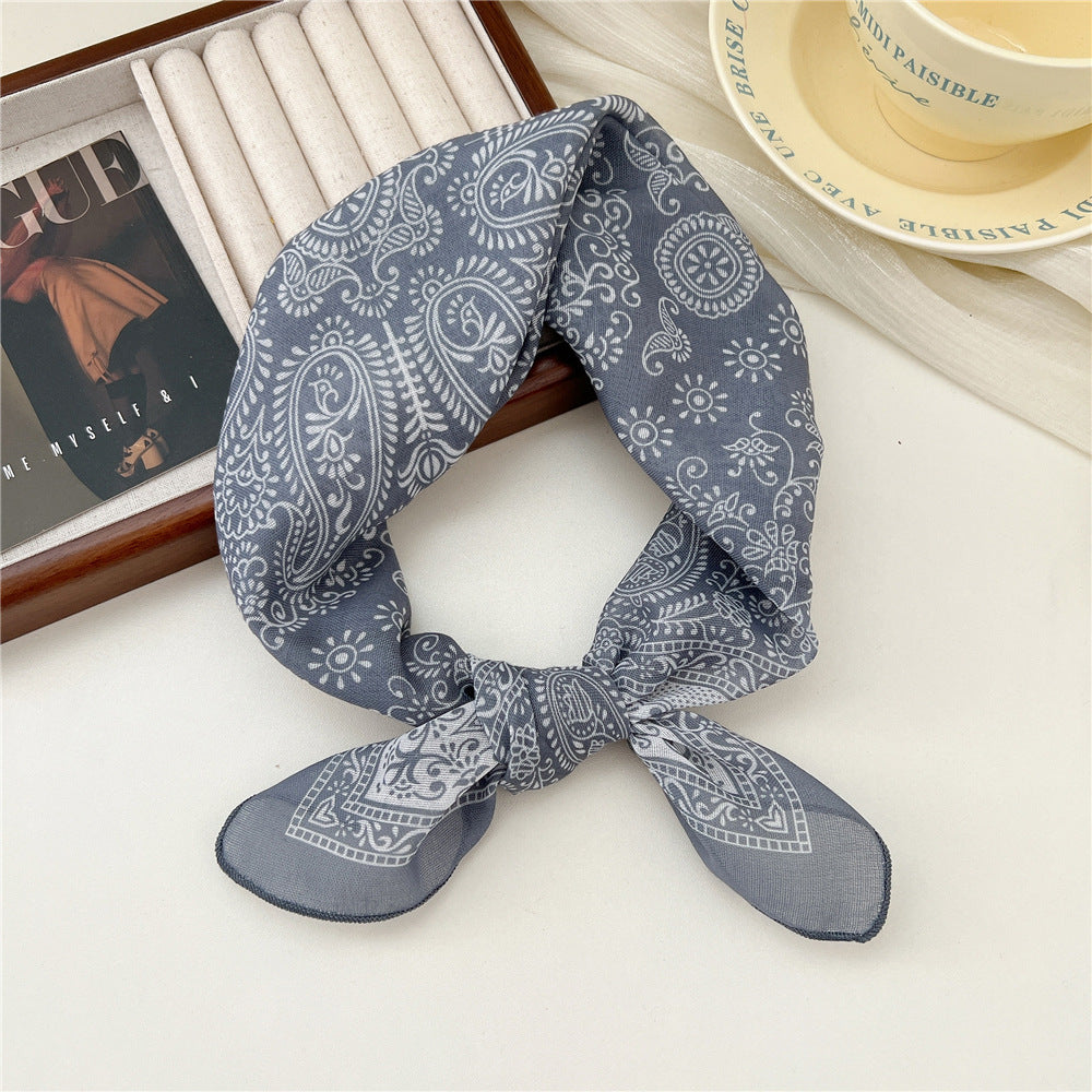 Square Neckerchief Scarf With Paisley Dot Print - Color_43