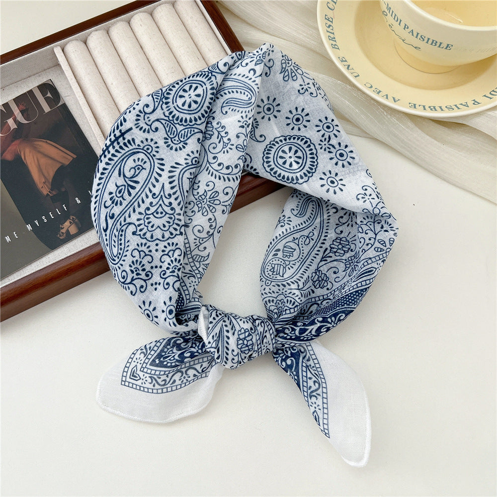 Square Neckerchief Scarf With Paisley Dot Print - Color_45