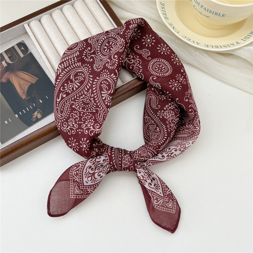 Square Neckerchief Scarf With Paisley Dot Print - Color_46