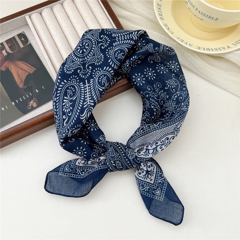 Square Neckerchief Scarf With Paisley Dot Print - Color_47