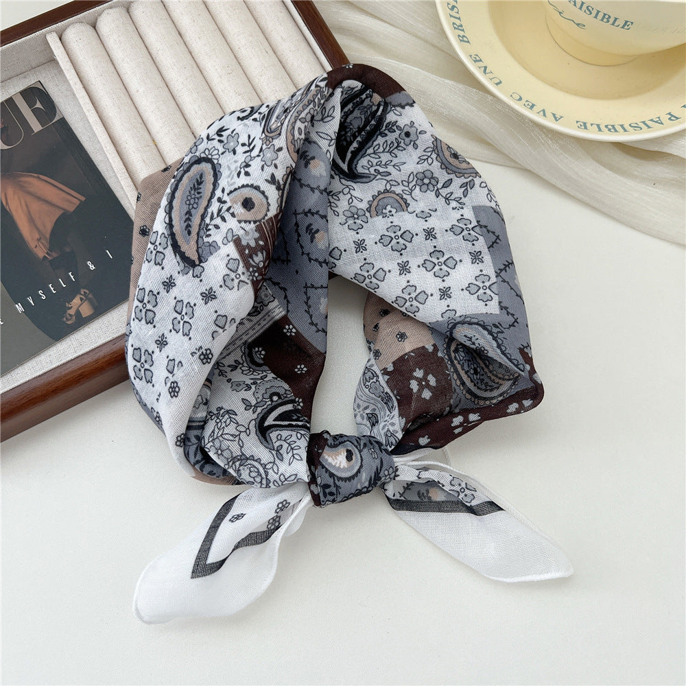 Square Neckerchief Scarf With Paisley Dot Print - Color_48