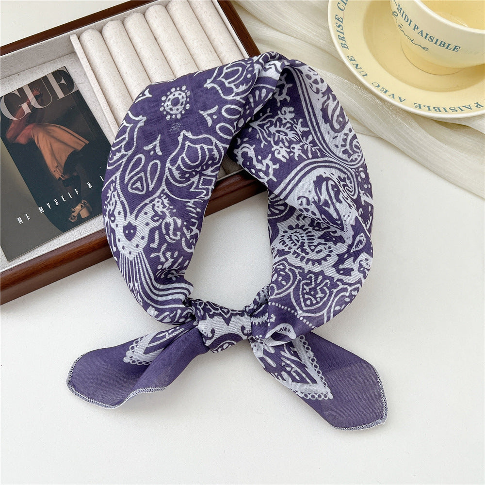 Square Neckerchief Scarf With Paisley Dot Print - Color_50