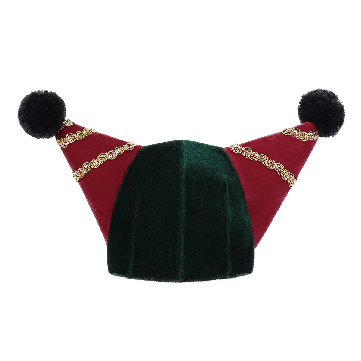 Velvet Jester Beanie with Star Appliques and Pom Poms - Green - 3