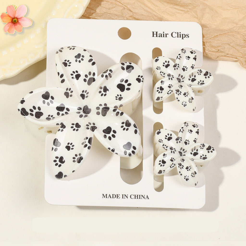 Floral Print Flower Hair Claw Clip Set - Color_28