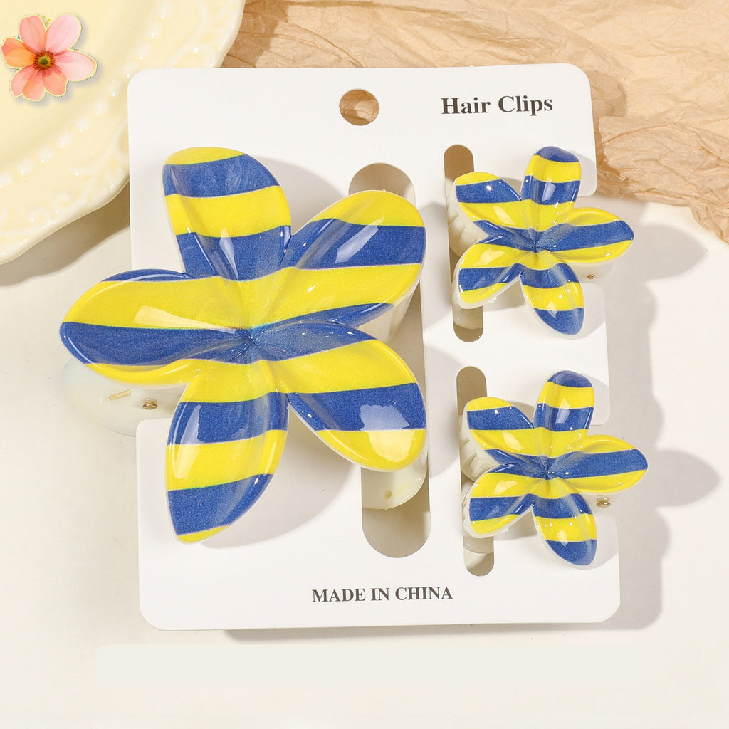 Floral Print Flower Hair Claw Clip Set - Color_38