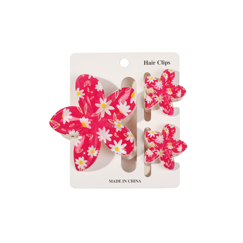 Floral Print Flower Hair Claw Clip Set - view 1