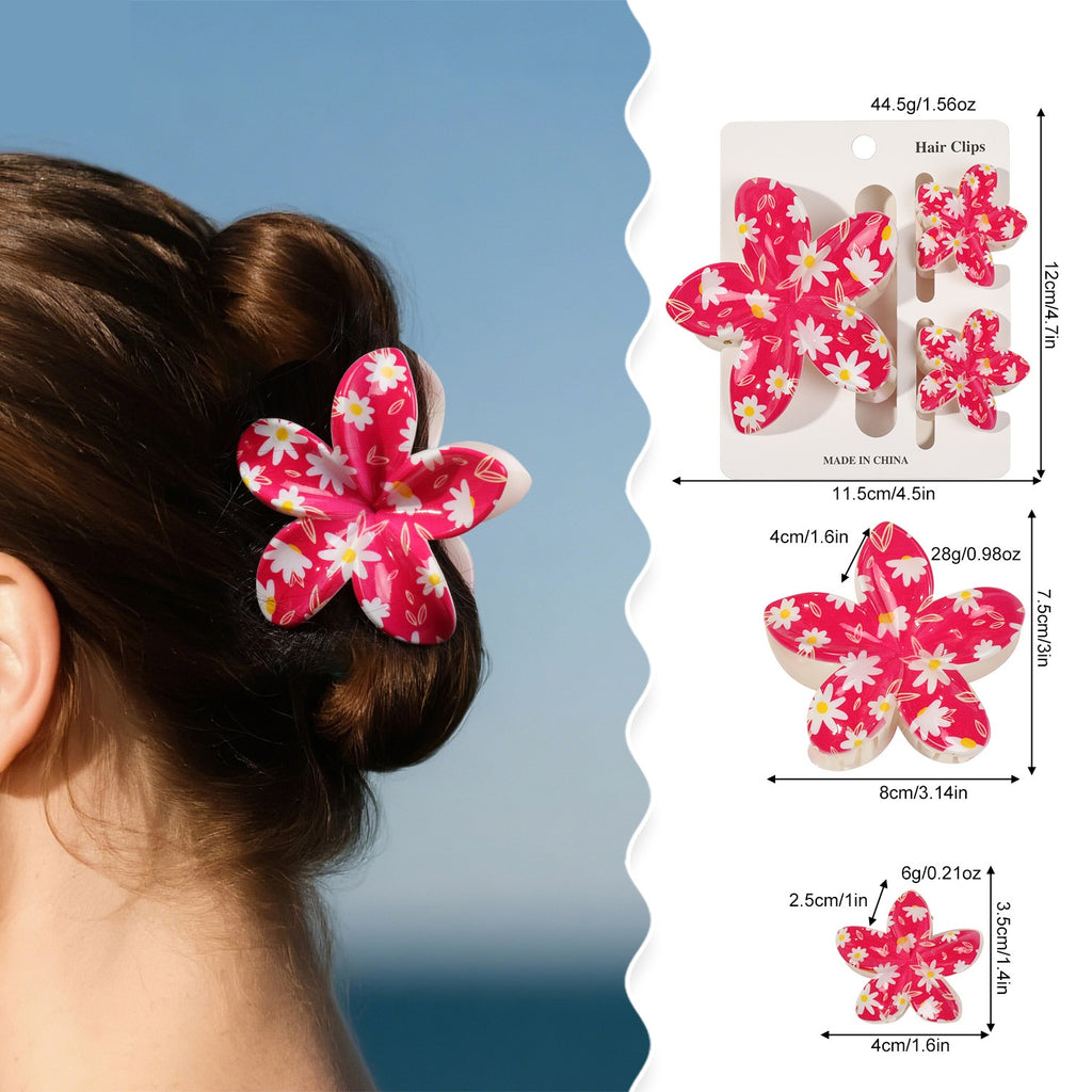 Floral Print Flower Hair Claw Clip Set - view 2