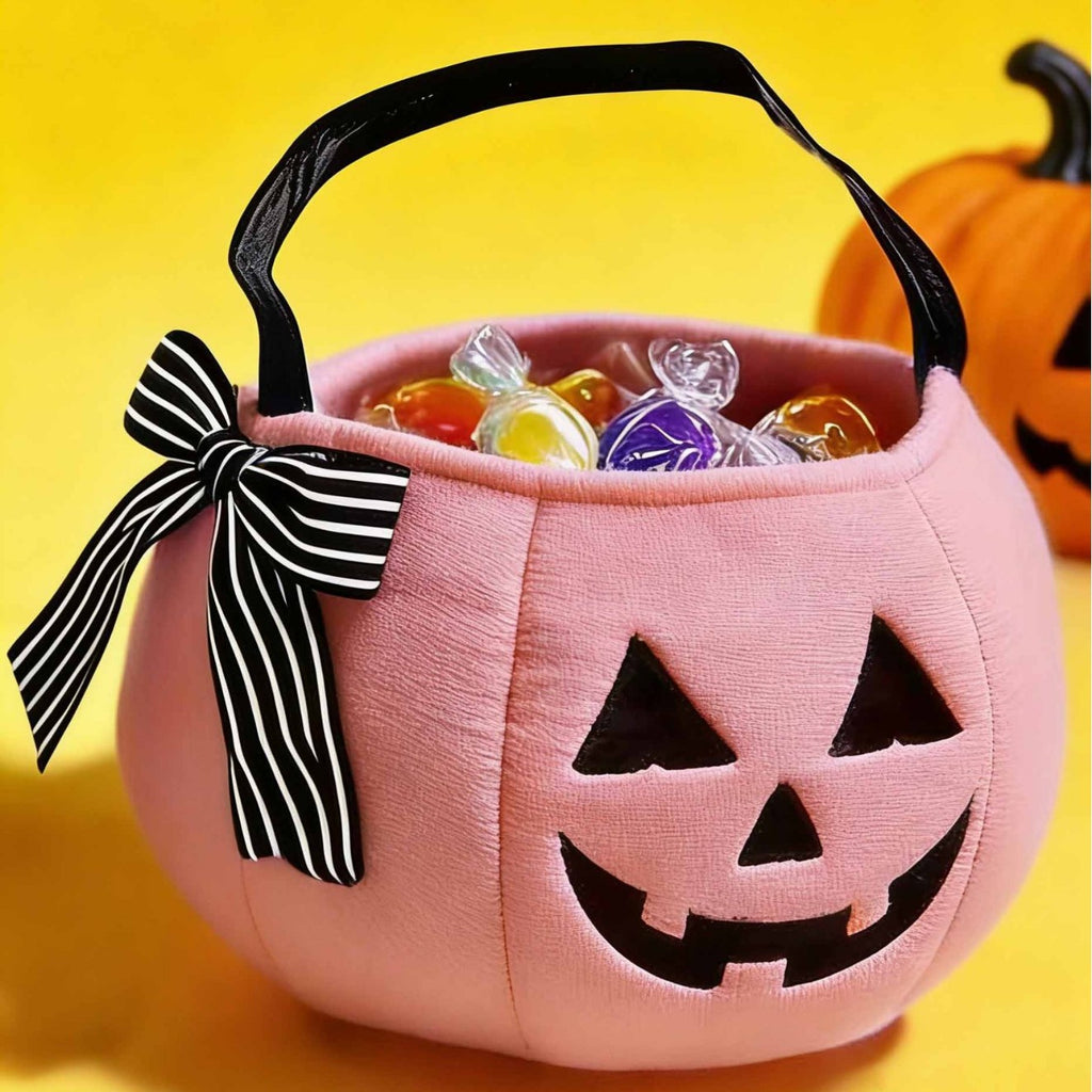 Plush Jack O Lantern Candy Bucket Bag - Pink