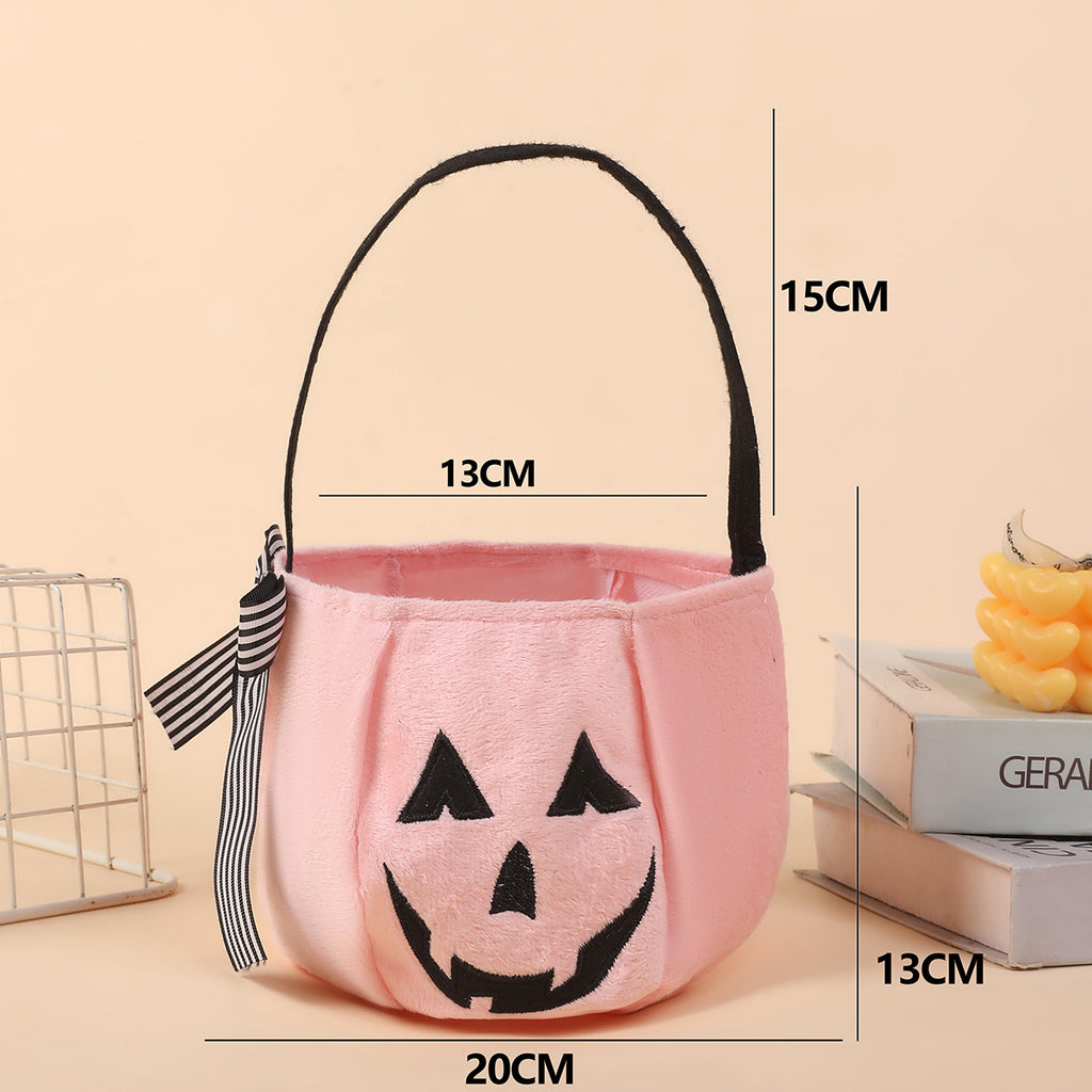 Plush Jack O Lantern Candy Bucket Bag - Pink - 1