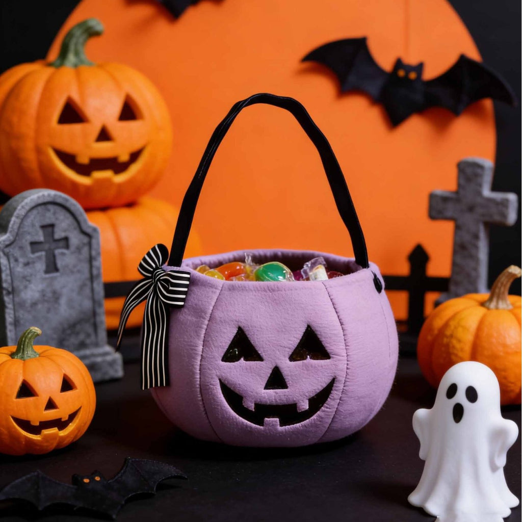 Plush Jack O Lantern Candy Bucket Bag - Purple