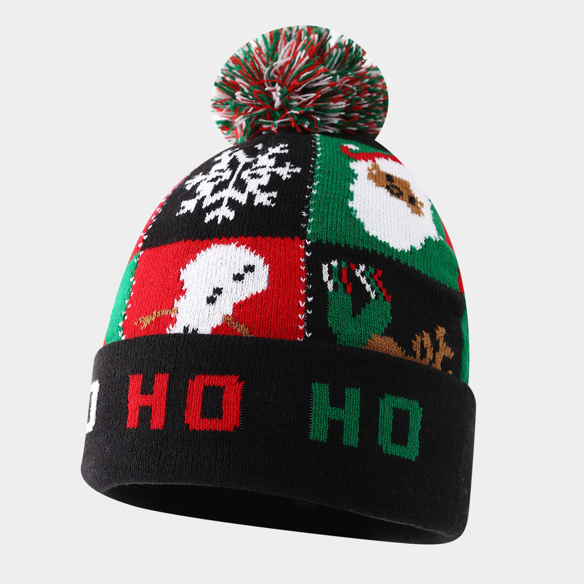 Holiday Jacquard Pom Pom Cuffed Beanie - C2