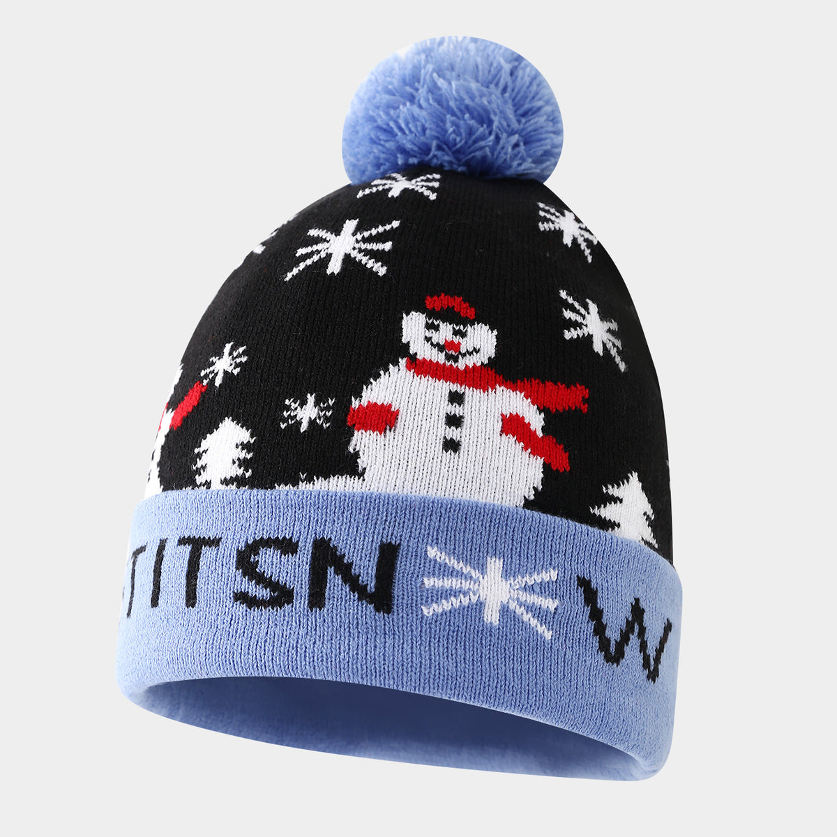 Holiday Jacquard Pom Pom Cuffed Beanie - C4