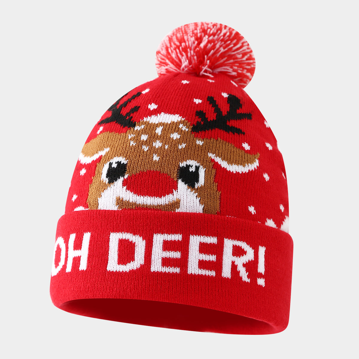 Holiday Jacquard Pom Pom Cuffed Beanie - C5