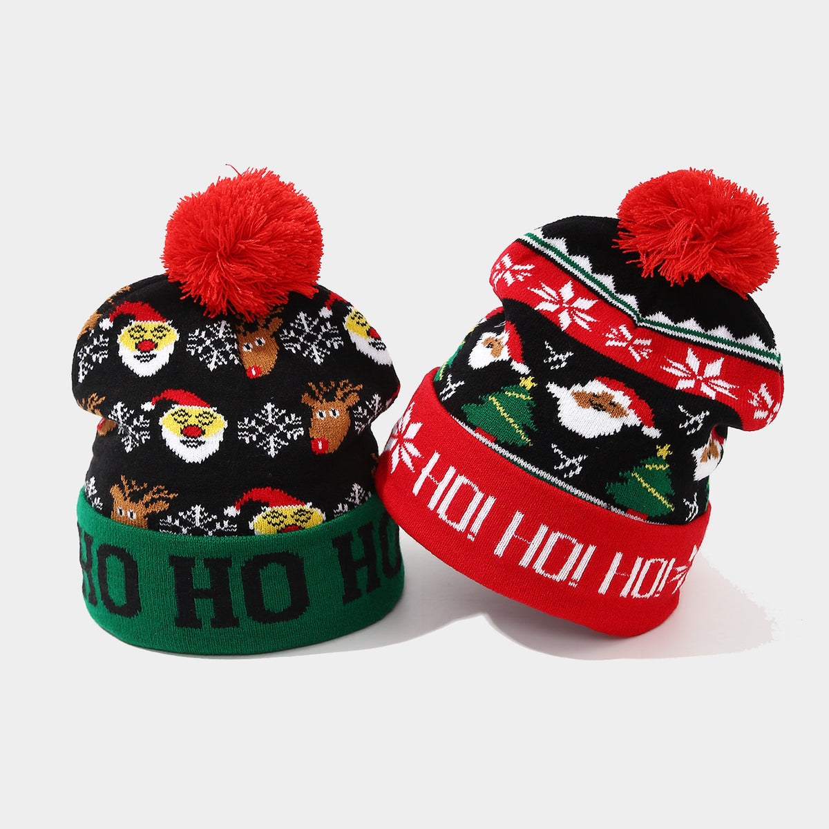 Holiday Jacquard Pom Pom Cuffed Beanie