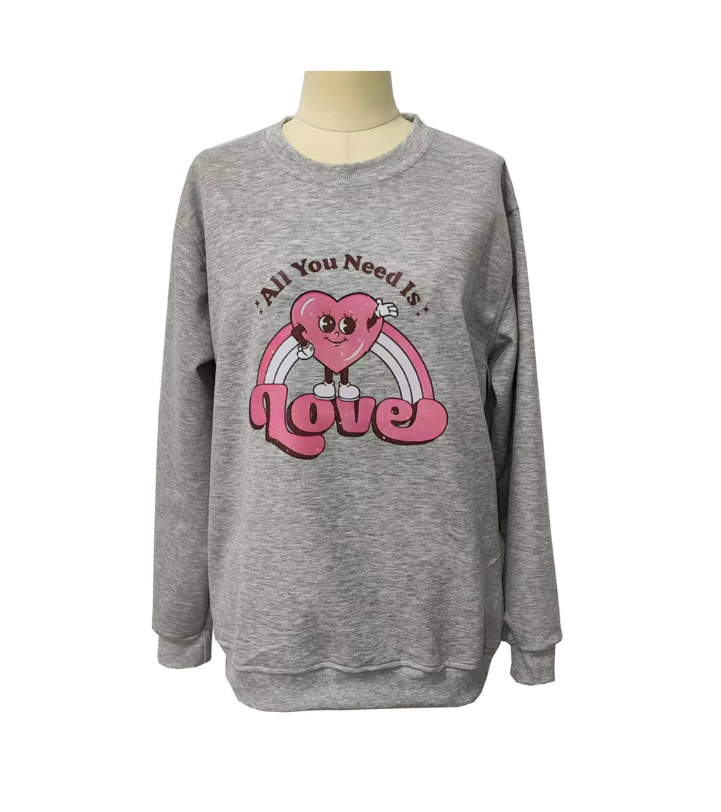 Retro Love Rainbow Heart Graphic Sweatshirt