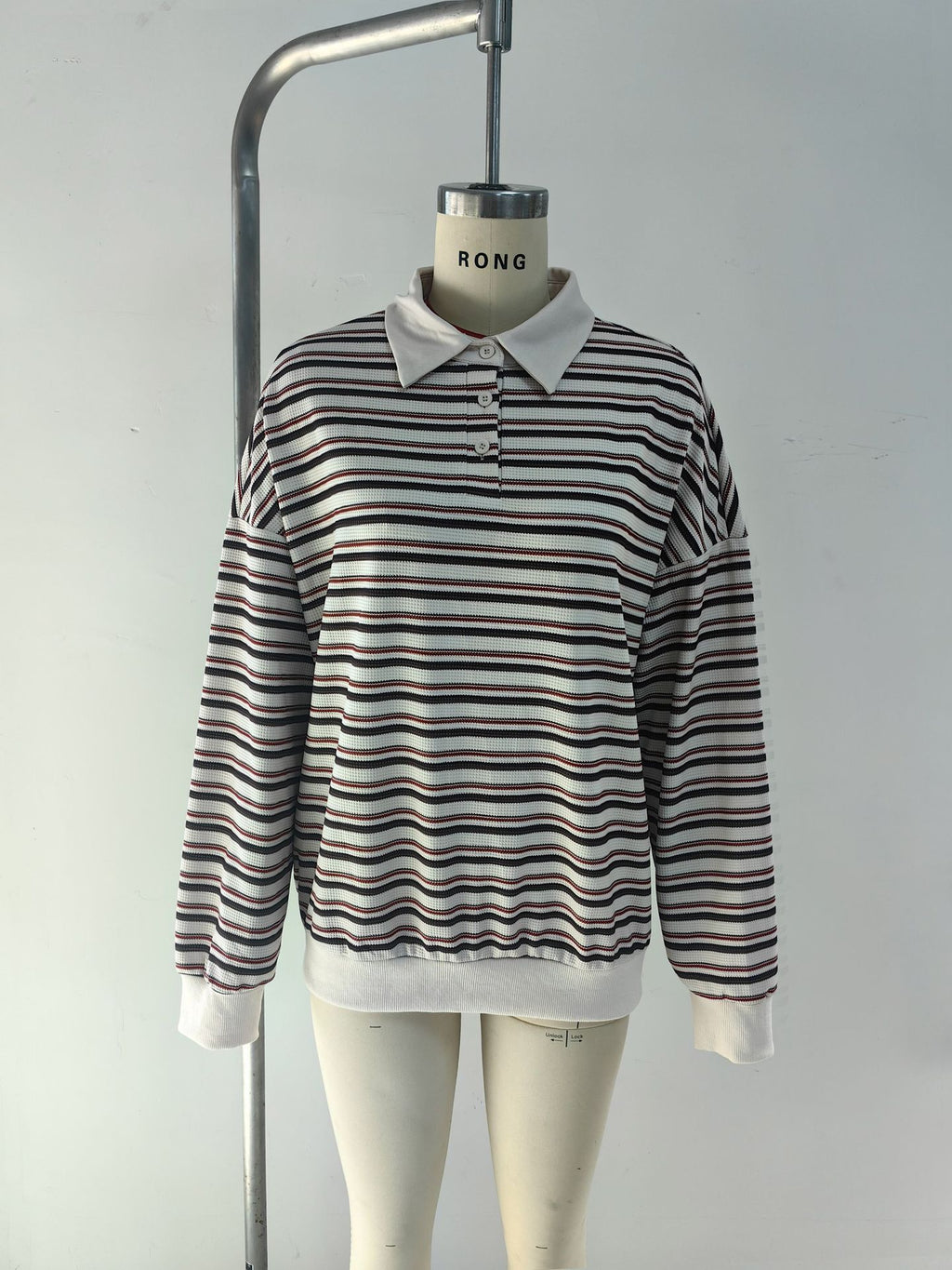 Rugby Stripe Collared Cropped Tee - Light - 4