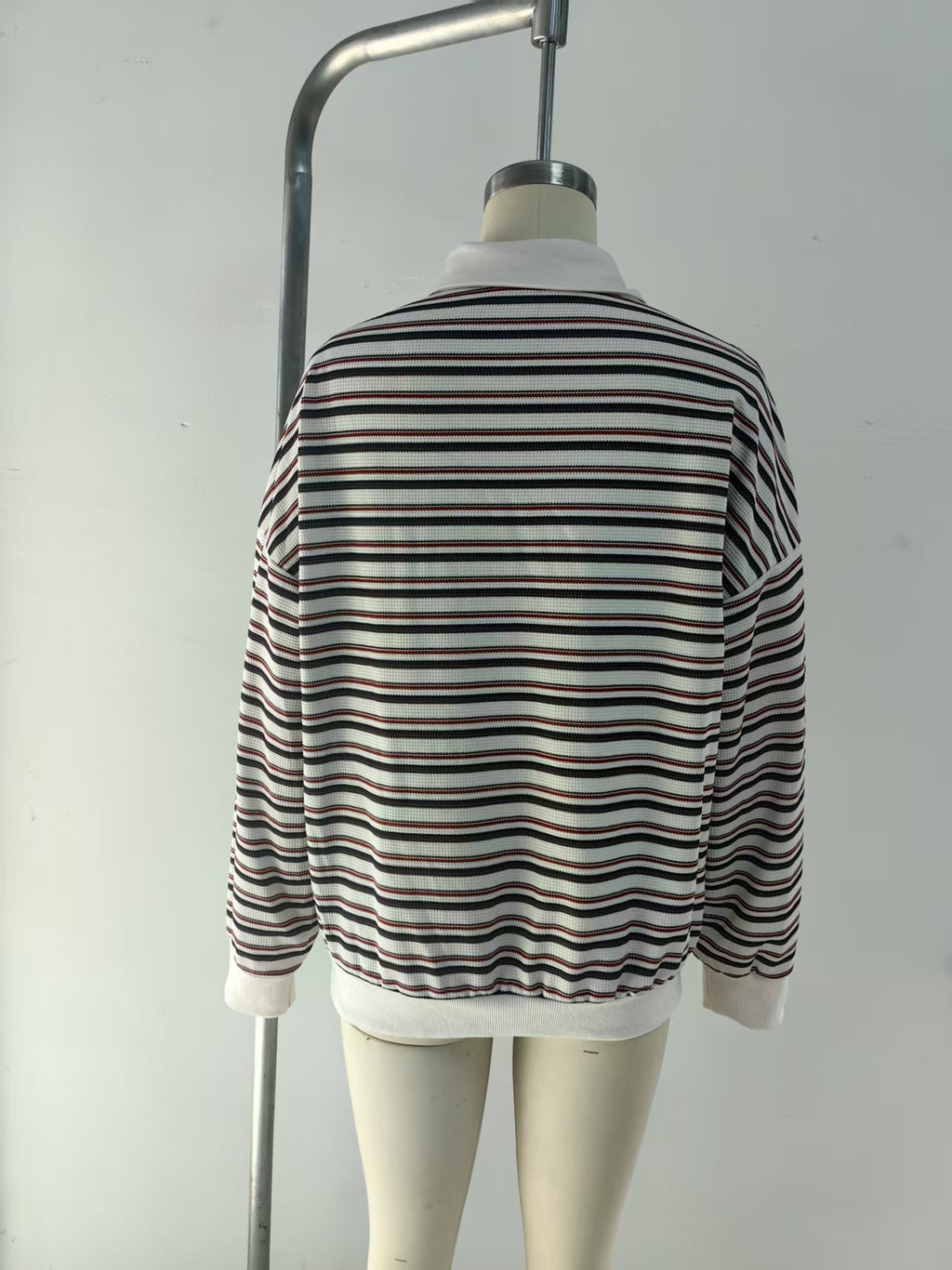 Rugby Stripe Collared Cropped Tee - Light - 5