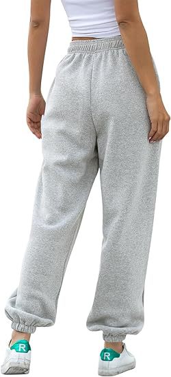 Drawstring High Waist Cuffed Jogger Sweatpants - Grey - 2