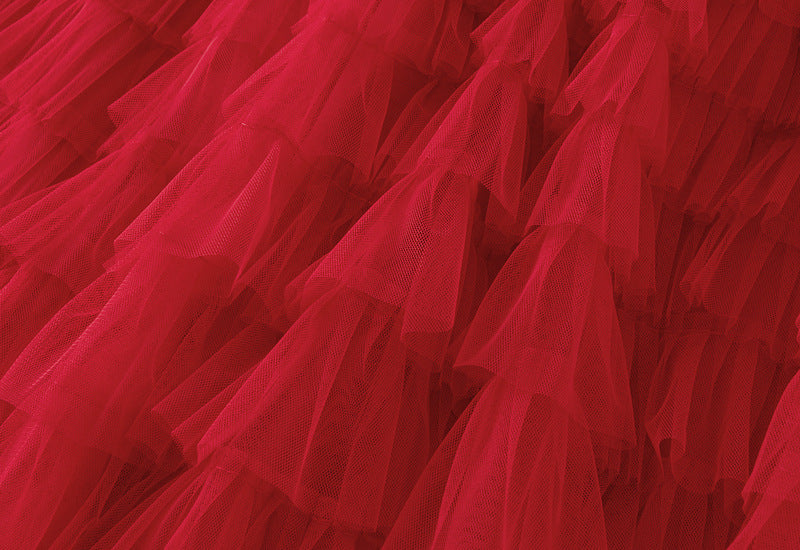 Tiered Ruffle Tulle Elastic Waist Maxi Skirt - view 11