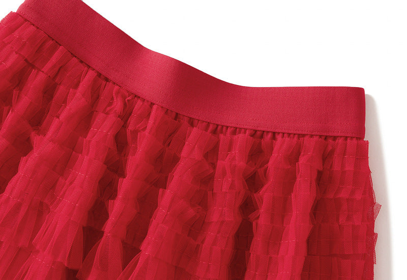 Tiered Ruffle Tulle Elastic Waist Maxi Skirt - view 12