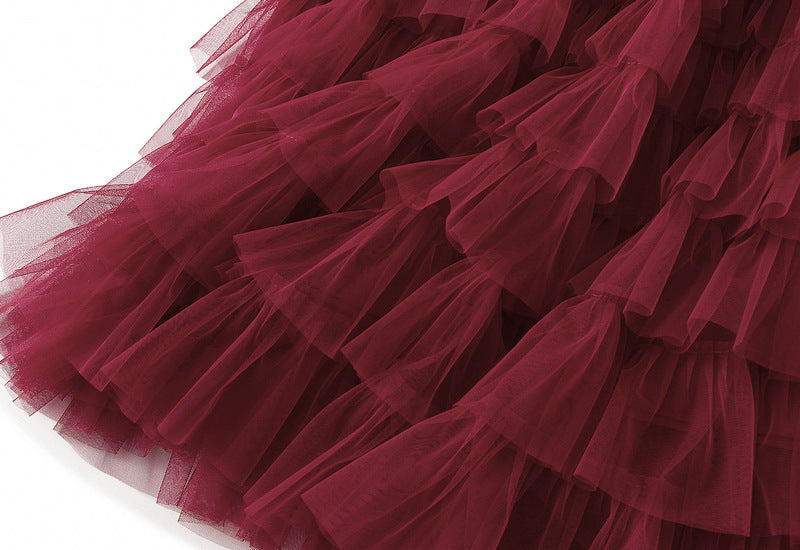 Tiered Ruffle Tulle Elastic Waist Maxi Skirt - view 14