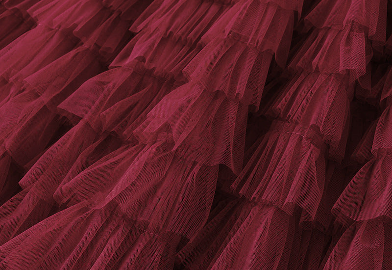 Tiered Ruffle Tulle Elastic Waist Maxi Skirt - view 15