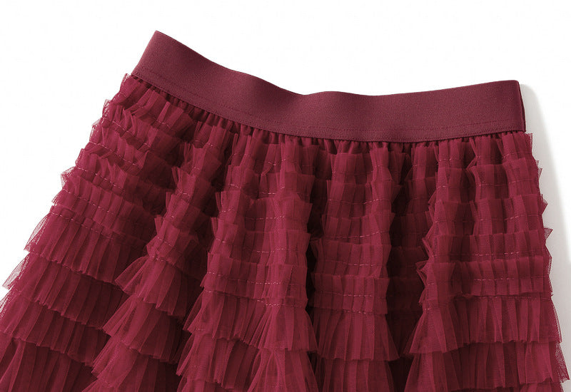Tiered Ruffle Tulle Elastic Waist Maxi Skirt - view 16